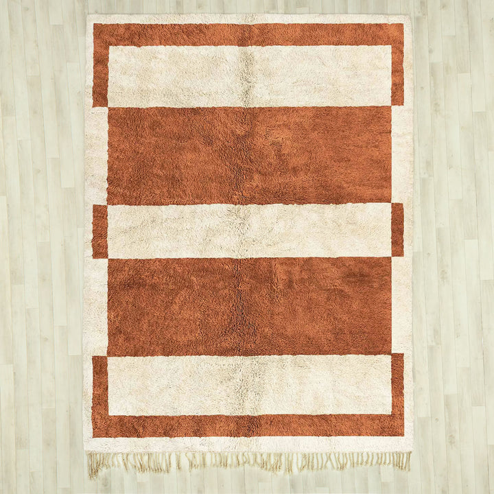 Terracotta &amp; Cream Geometric Moroccan Wool Rug