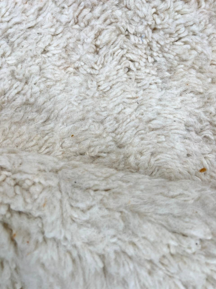 Handmade brown and white Moroccan shag runner rug with modern color-block design, thick wool pile, soft texture, and Berber-style craftsmanship for hallway or narrow spaces