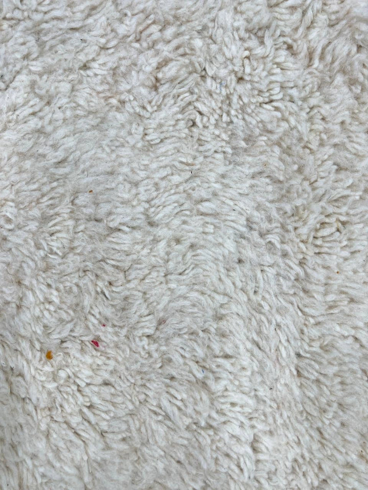 Handmade brown and white Moroccan shag runner rug with modern color-block design, thick wool pile, soft texture, and Berber-style craftsmanship for hallway or narrow spaces