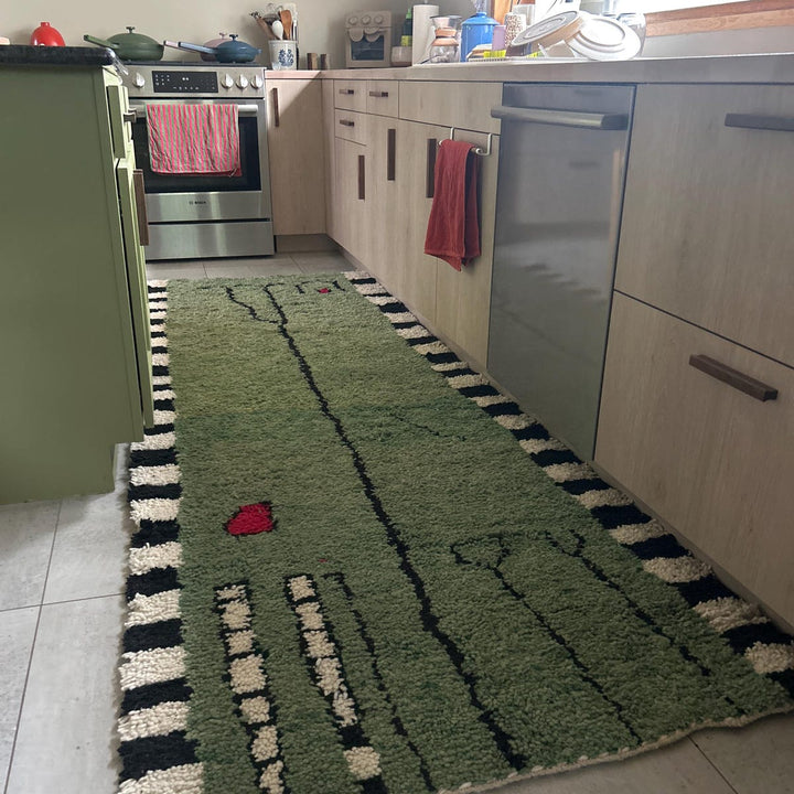 Green Moroccan Rug – Handmade Wool Berber Carpet