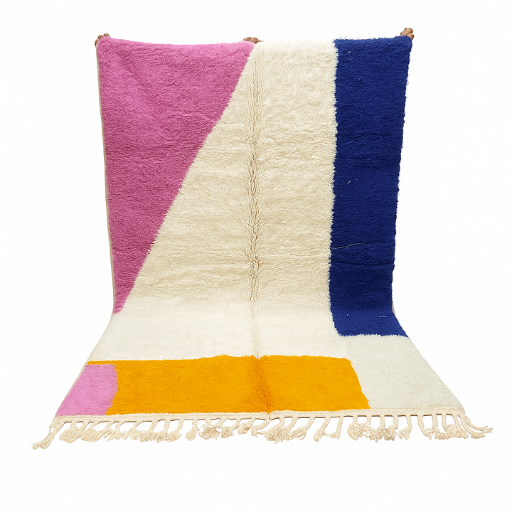 Colorful Abstract Moroccan Wool Rug – Handmade Modern Art Carpet
