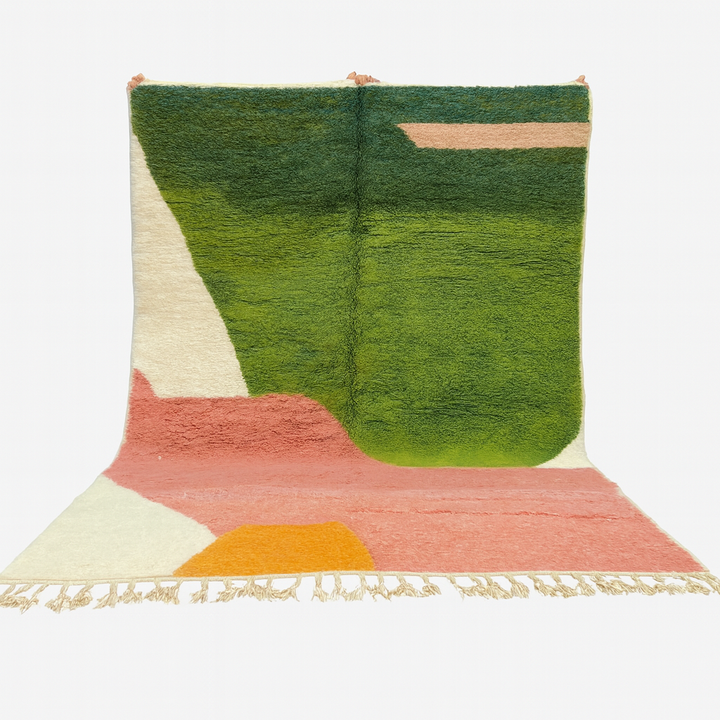Colorful Moroccan Wool Rug – Modern Green Moroccan Rug
