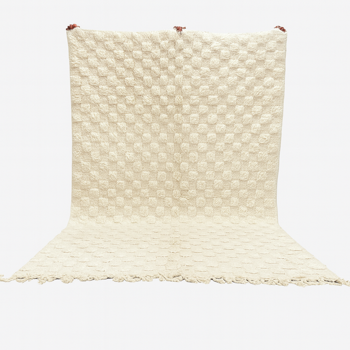 White Textured Moroccan Rug – Handmade Wool Carpet