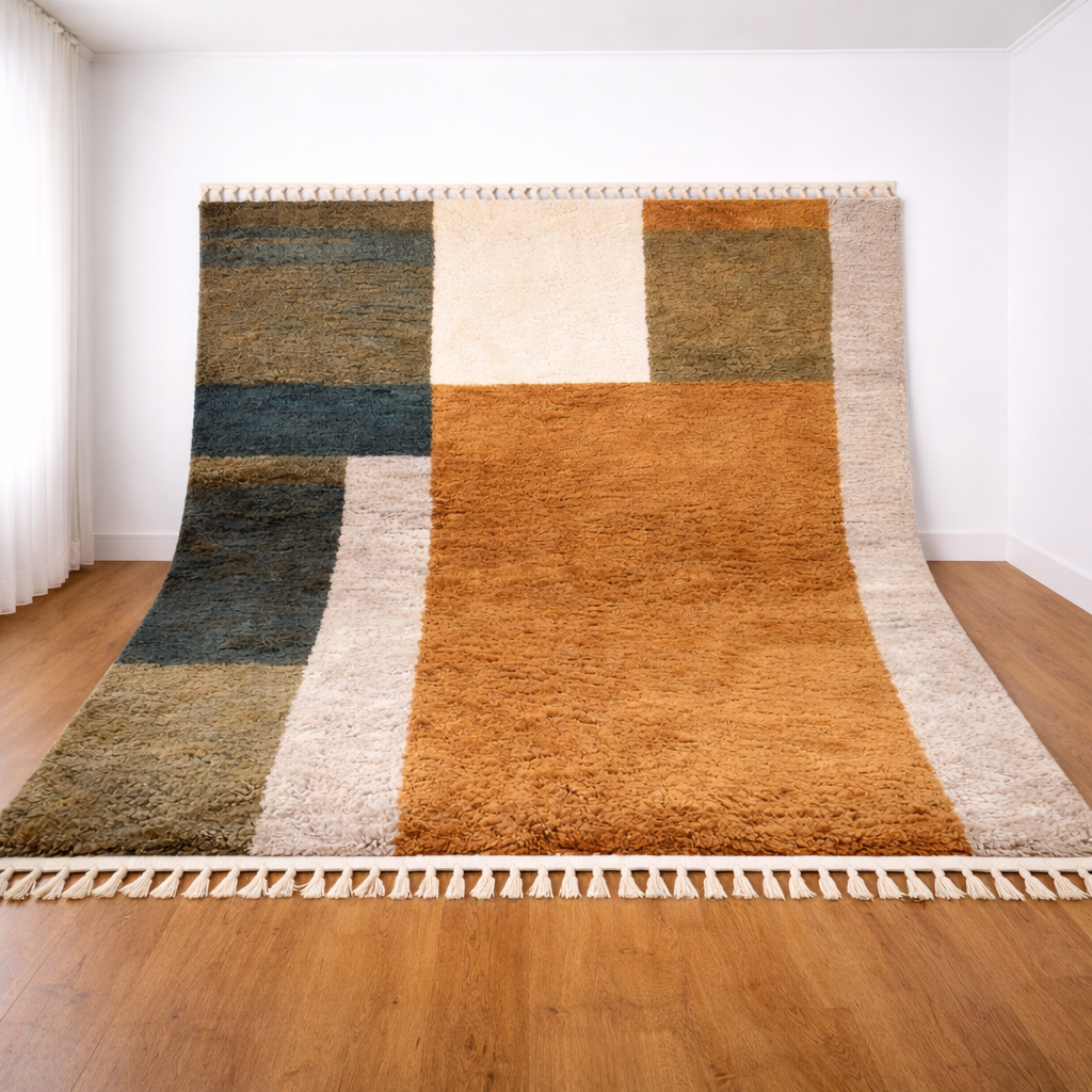 Color Block Beni Mrirt Rug – Handmade Moroccan Wool