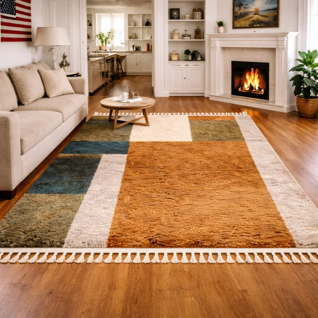 Color Block Beni Mrirt Rug – Handmade Moroccan Wool