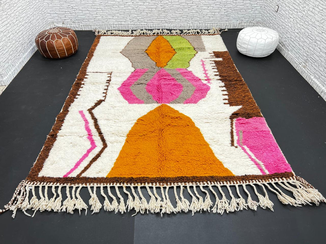 Colorful Abstract Moroccan Wool Rug – Handmade Berber Carpet