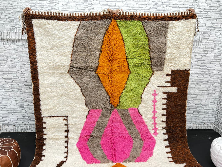 Colorful Abstract Moroccan Wool Rug – Handmade Berber Carpet