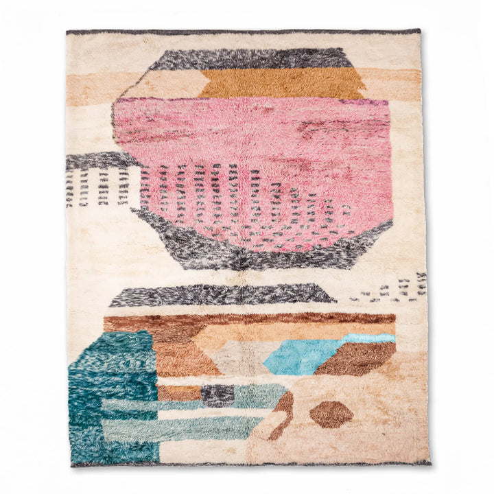 Colorful Abstract Moroccan Wool Rug – Handmade Rug