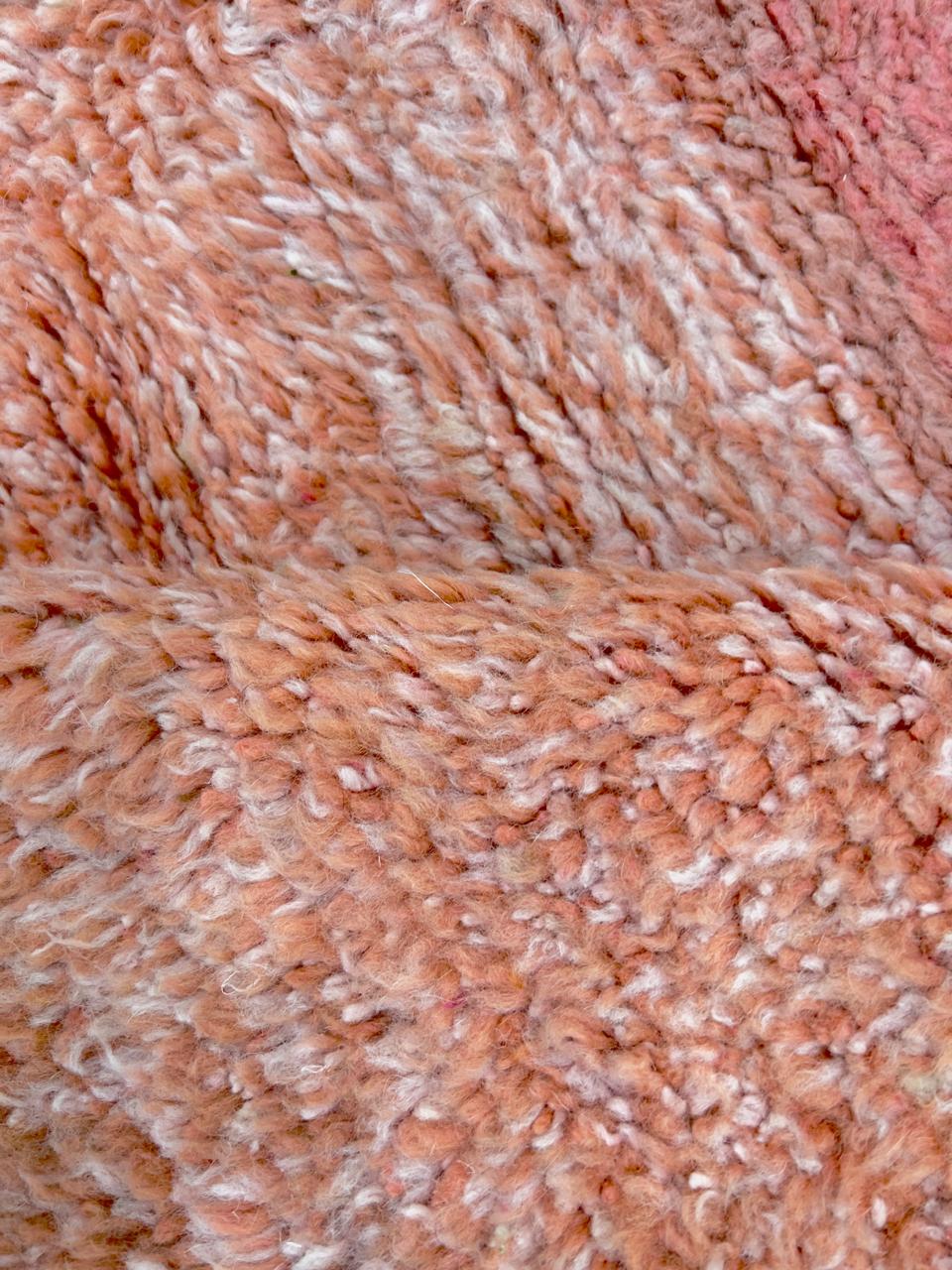 Colorful handmade Moroccan wool runner rug with abstract geometric design