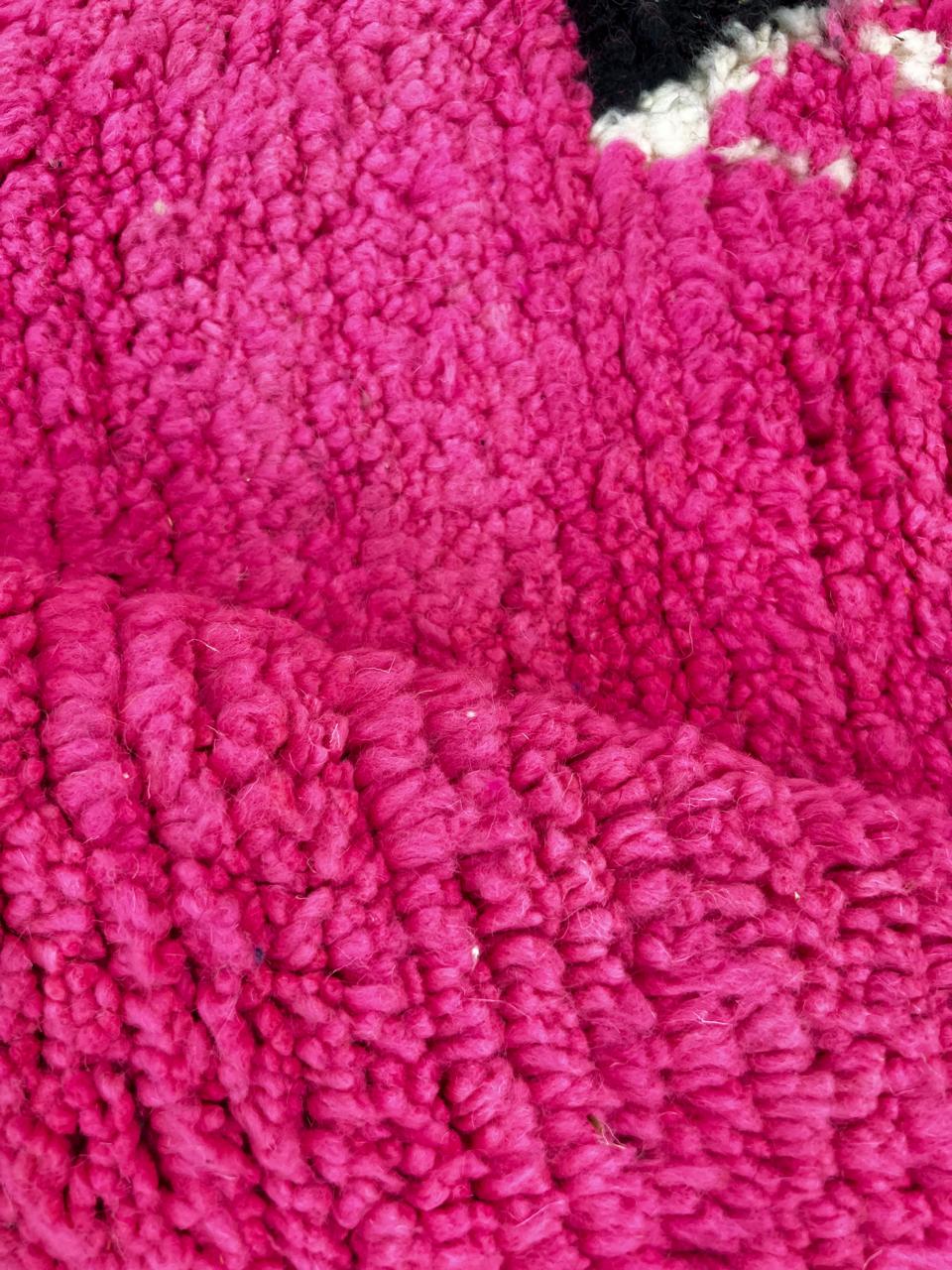 Colorful Moroccan Wool Rug – Pink & Blue Berber Abstract Design