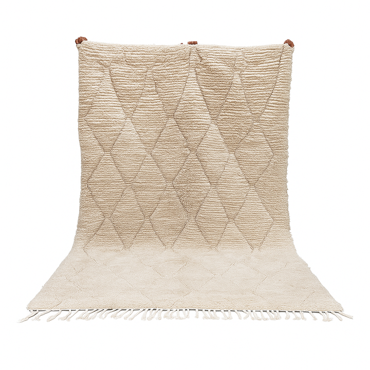 Cream Beni Mrirt Wool Rug – Plush Diamond Pattern