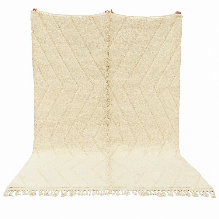 Cream Beni Ourain Moroccan Wool Rug – Subtle Chevron Design