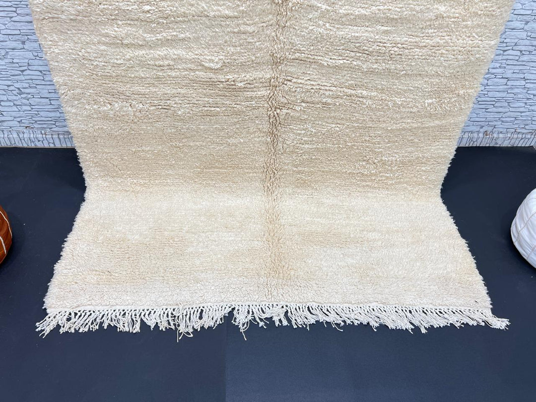 Cream Moroccan Wool Rug – Minimalist Handmade Beni Ourain Carpet