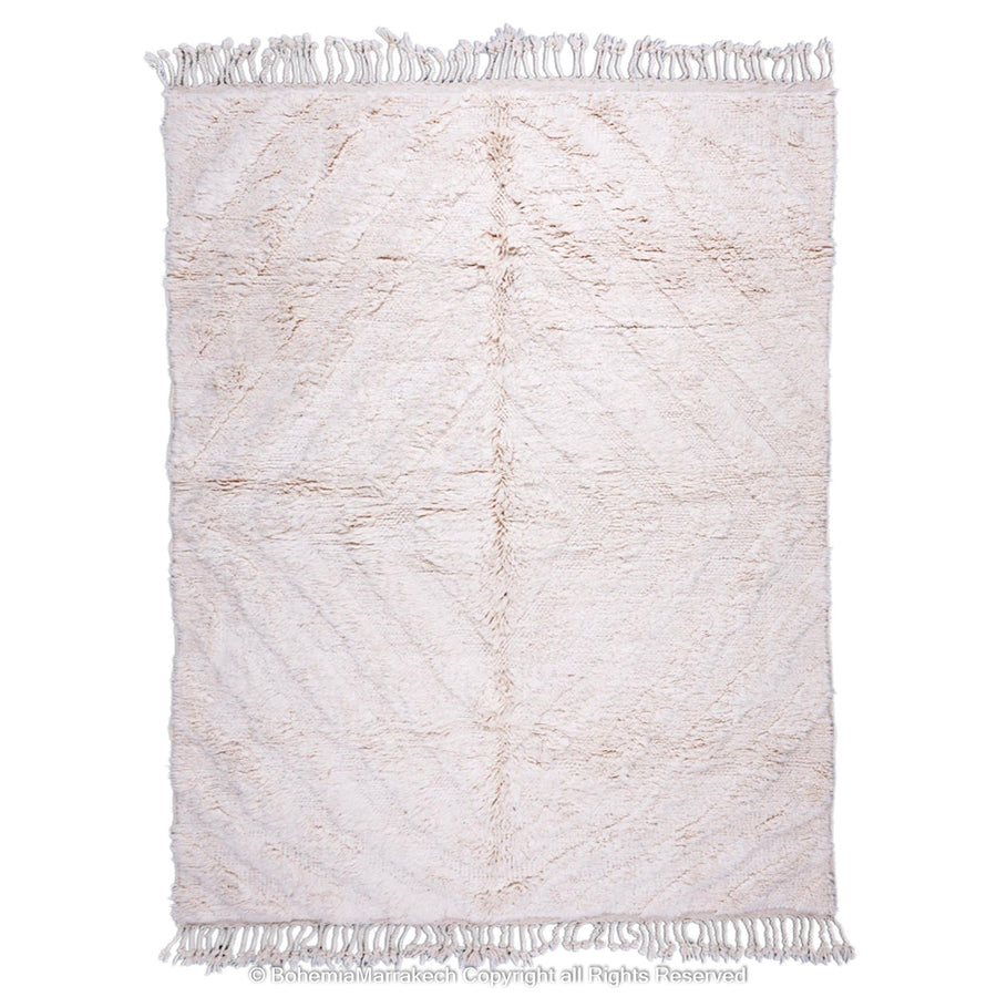 Cream Moroccan Beni Ourain rug with soft tone-on-tone chevron design
