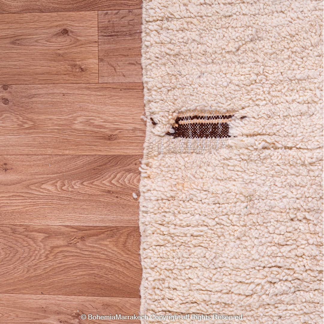 Abstract brown Beni Ourain Moroccan rug with vintage wool pattern