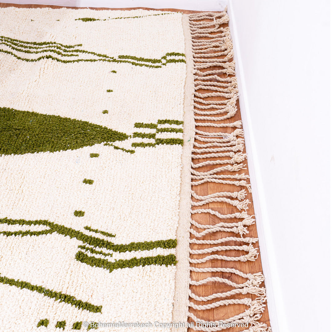 Green Azilal Moroccan Rug – Handmade Wool Boujaad Berber Carpet