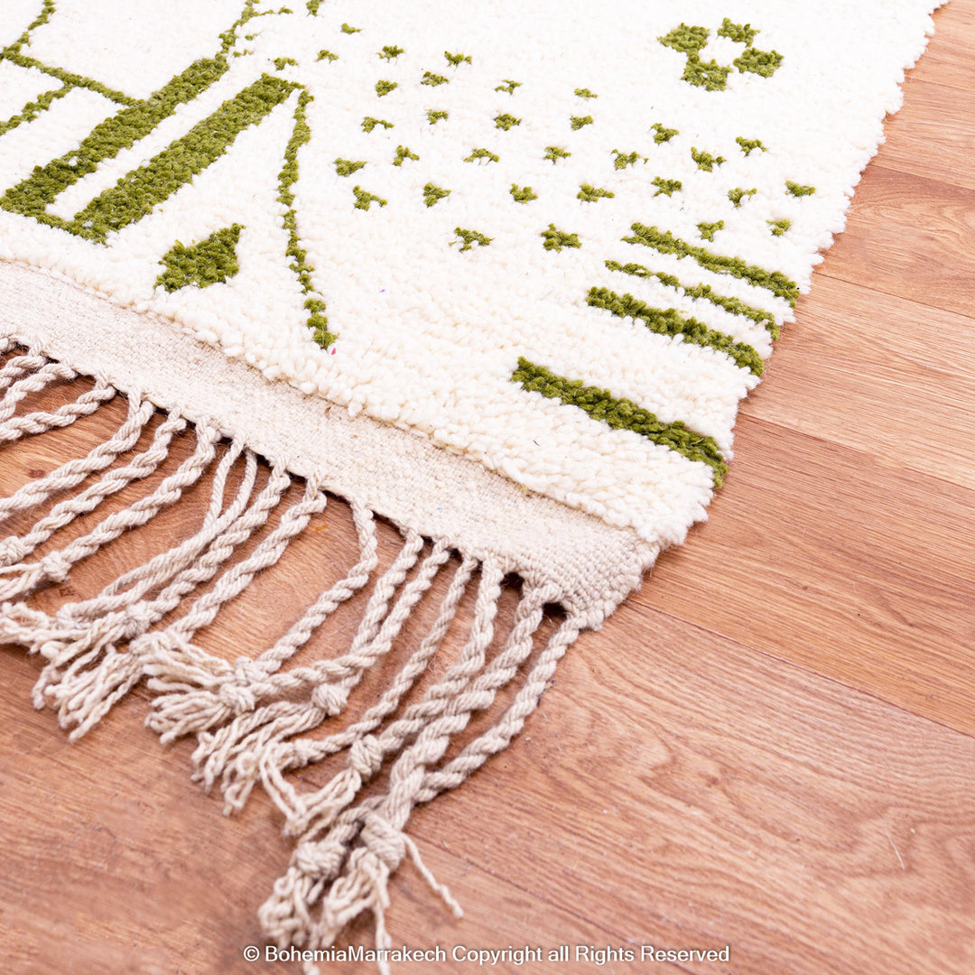 Green Azilal Moroccan Rug – Handmade Wool Boujaad Berber Carpet