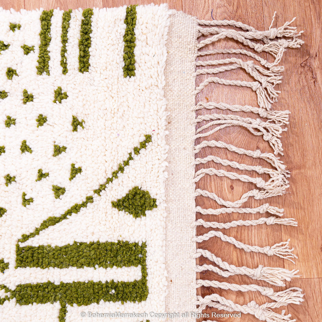 Green Azilal Moroccan Rug – Handmade Wool Boujaad Berber Carpet