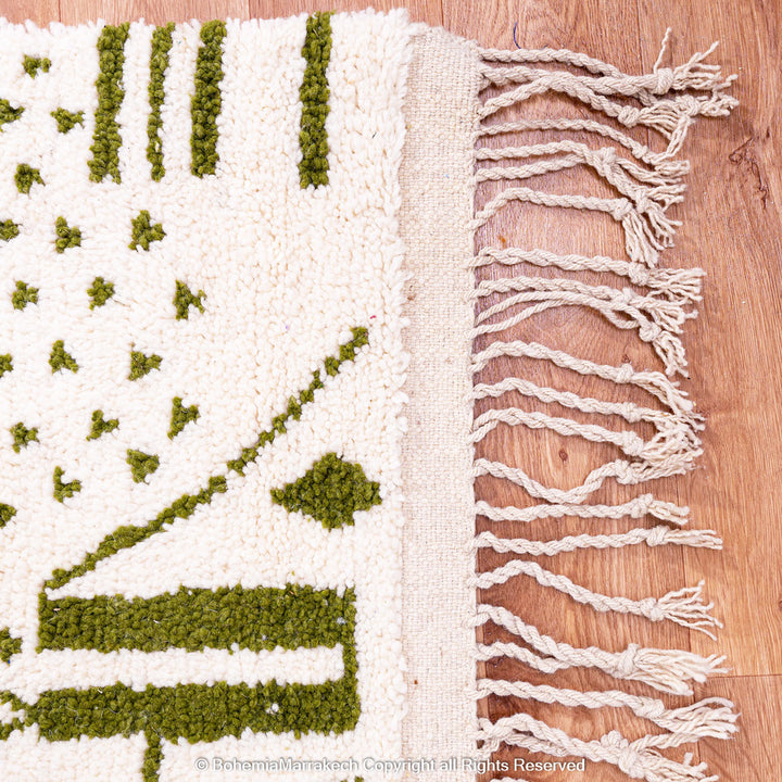 Green Azilal Moroccan Rug – Handmade Wool Boujaad Berber Carpet