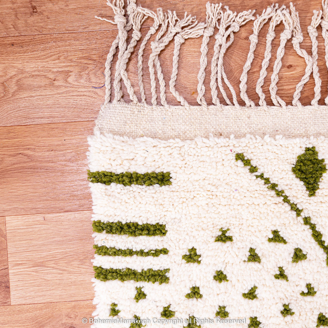 Green Azilal Moroccan Rug – Handmade Wool Boujaad Berber Carpet