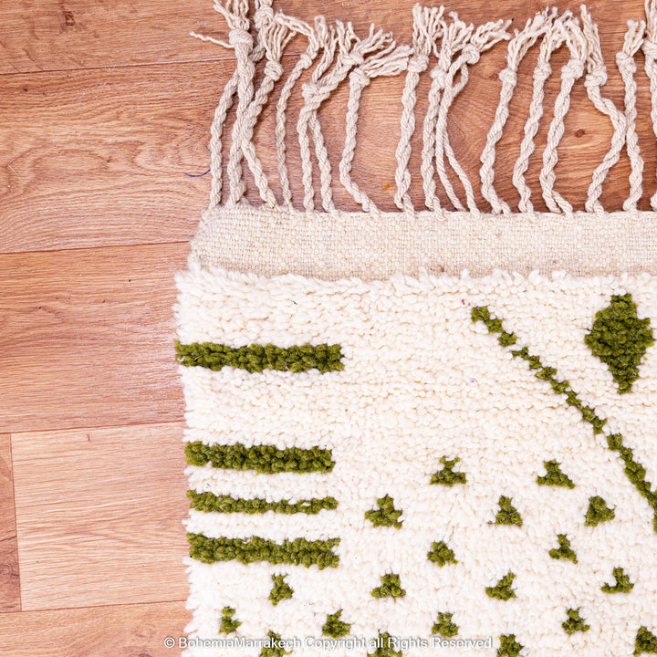 Green Azilal Moroccan Rug – Handmade Wool Boujaad Berber Carpet