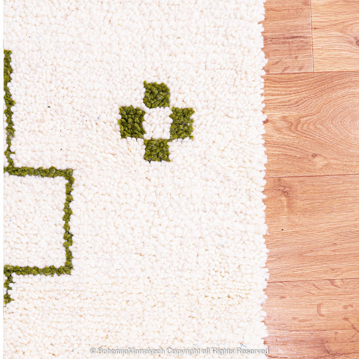 Green Azilal Moroccan Rug – Handmade Wool Boujaad Berber Carpet