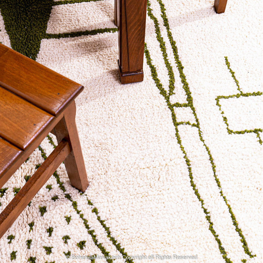 Green Azilal Moroccan Rug – Handmade Wool Boujaad Berber Carpet