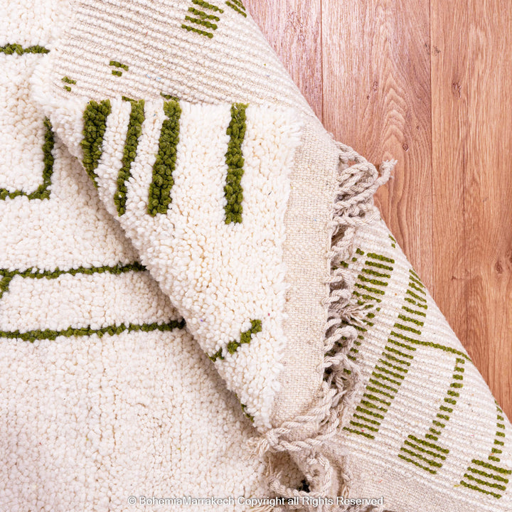 Green Azilal Moroccan Rug – Handmade Wool Boujaad Berber Carpet