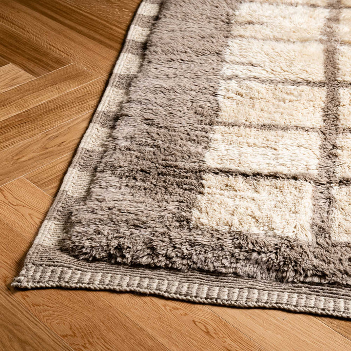 Custom Moroccan Rug with Grid Pattern – Handmade Wool Rug