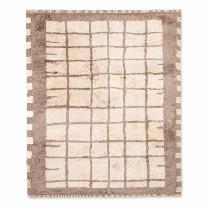 Custom Moroccan Rug with Grid Pattern – Handmade Wool Rug