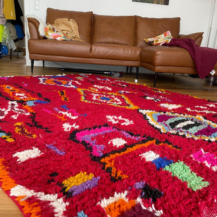 Custom Red Moroccan Rug – Colorful Boho Design