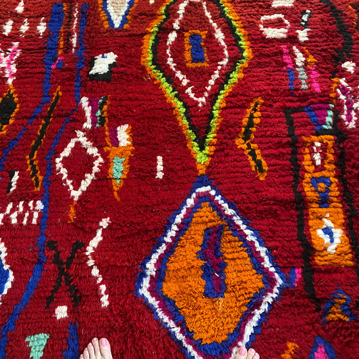 Custom Red Moroccan Rug – Colorful Boho Design
