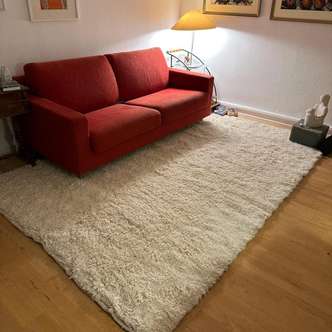 Custom White Moroccan Rug – Handmade Minimalist