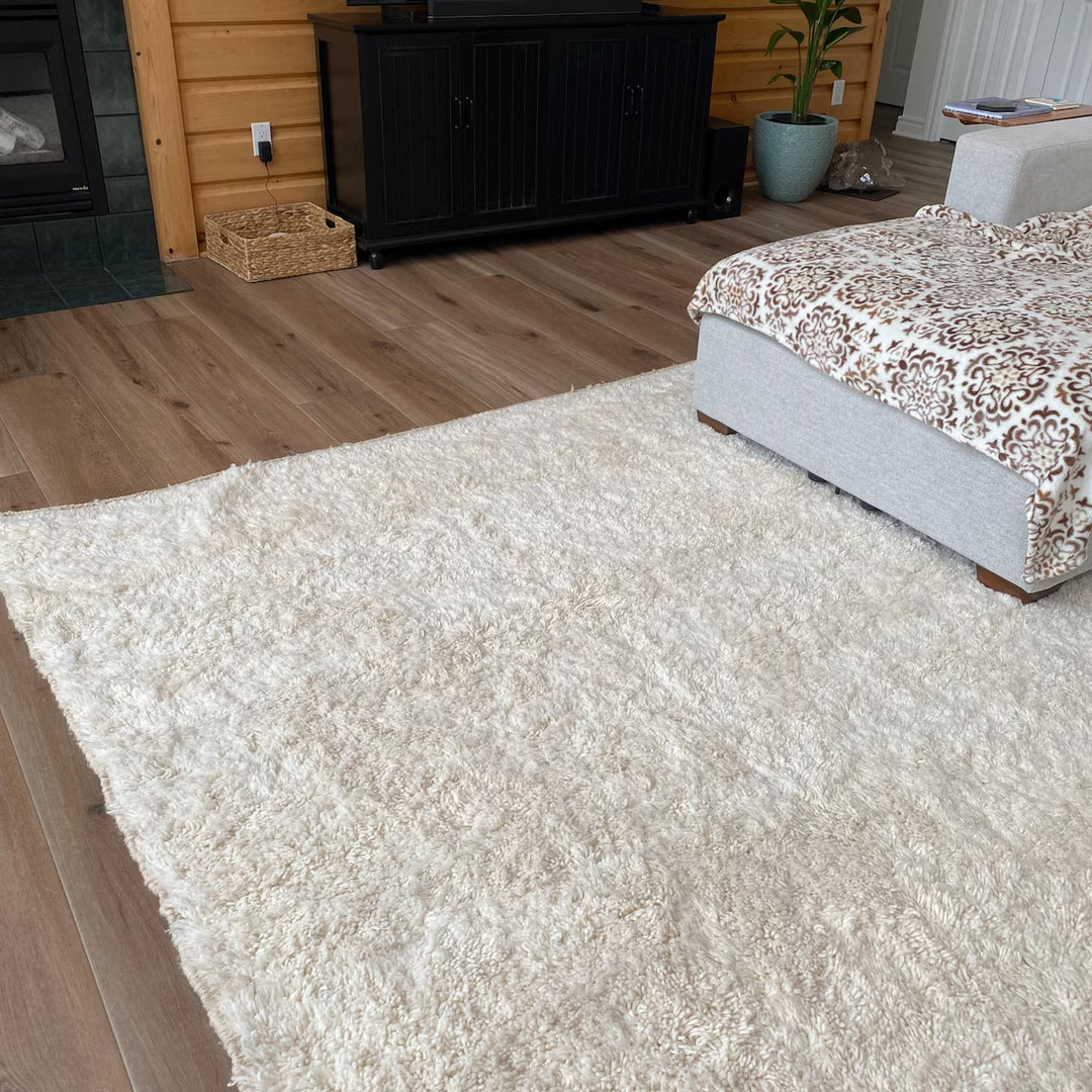 Custom White Moroccan Rug – Handmade Minimalist