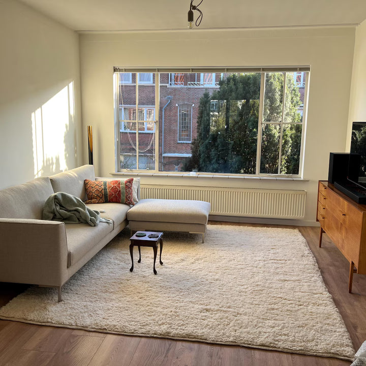 Custom White Moroccan Rug – Handmade Minimalist