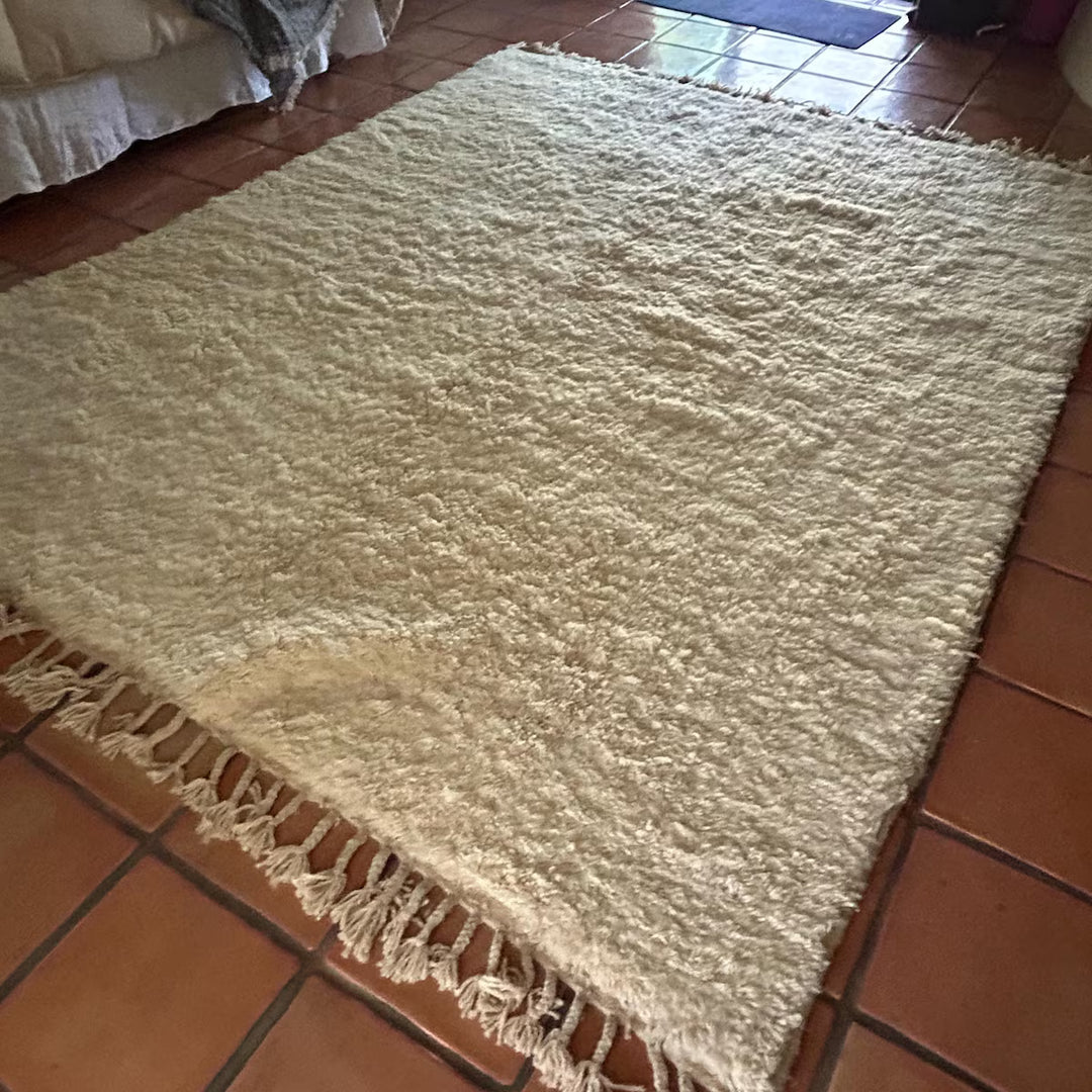 Custom White Moroccan Rug – Handmade Minimalist