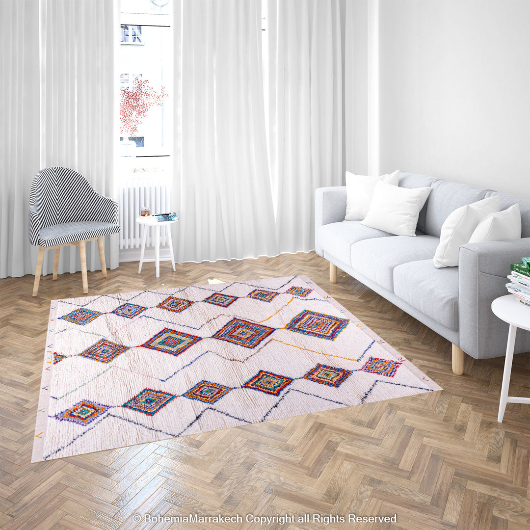 Custom azilal rugs - beni ourain rug - Colorful Moroccan rugs