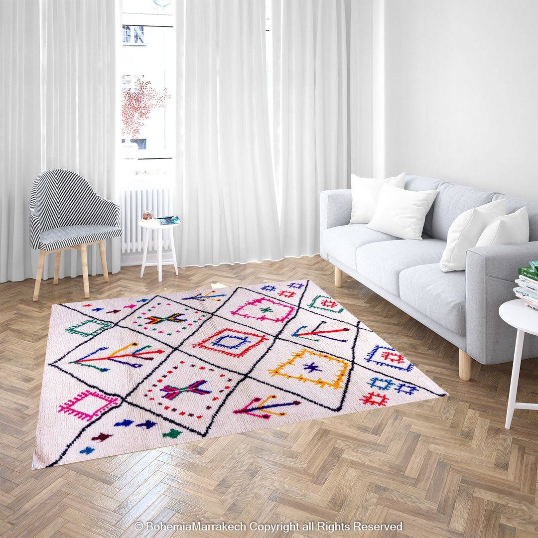 Custom azilal rugs - beni ourain rug - Colorful Moroccan rug