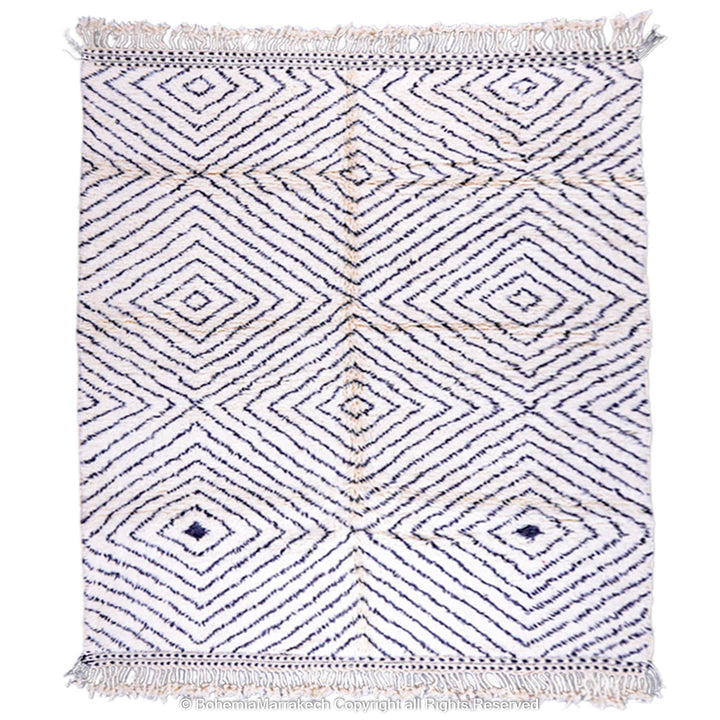 Custom beni ourain rug - Black line moroccan rug - White moroccan rug