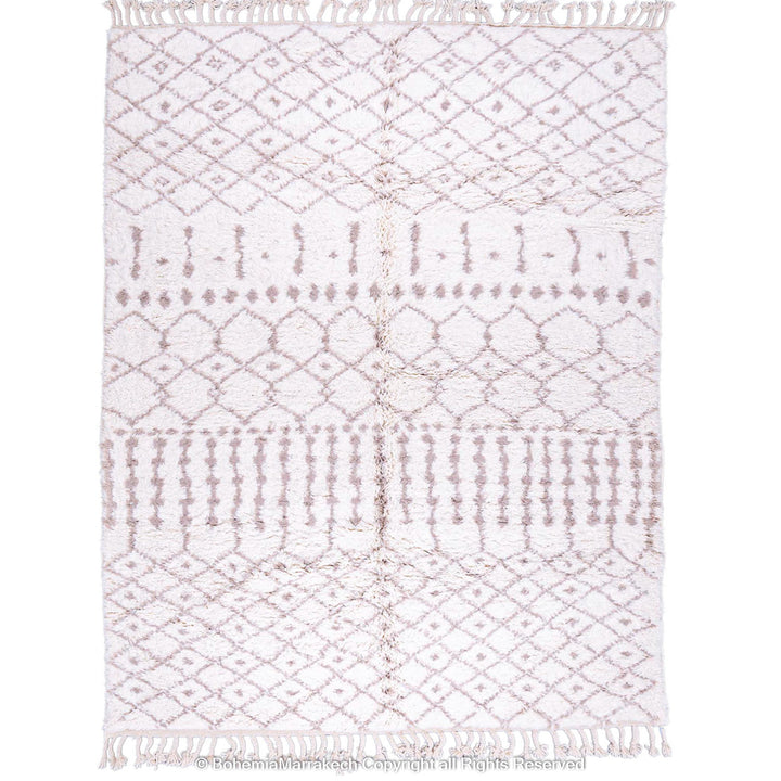 White Moroccan Beni Ourain Rug with Subtle Berber Geometric Pattern