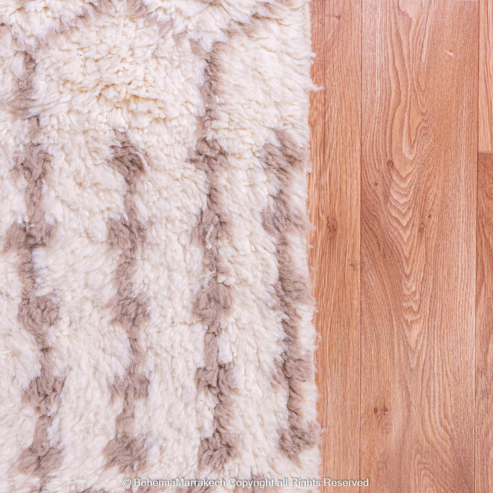 White Moroccan Beni Ourain Rug with Subtle Berber Geometric Pattern