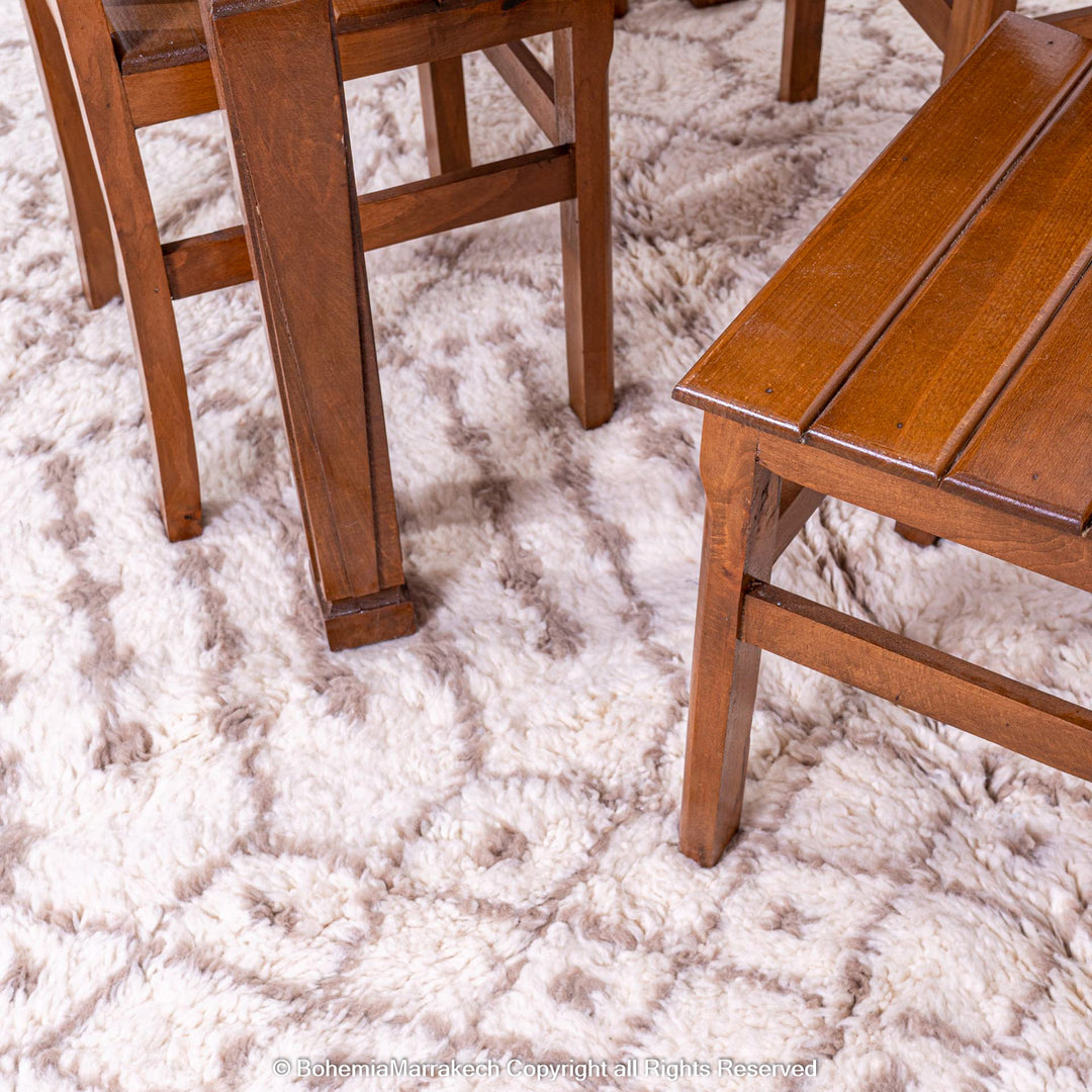 White Moroccan Beni Ourain Rug with Subtle Berber Geometric Pattern