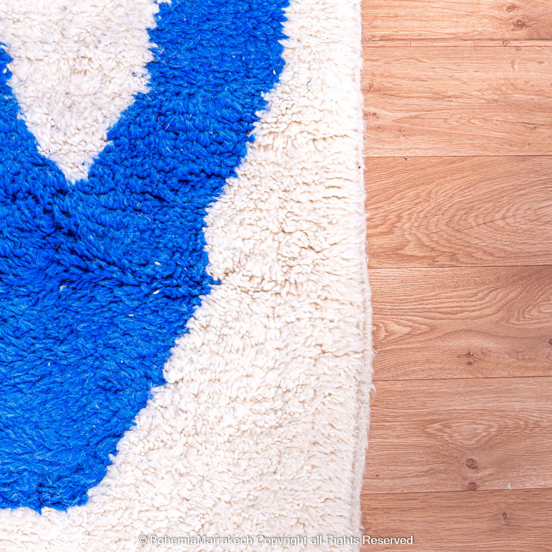 Abstract Moroccan Wool Rug with Colorful Geometric Shapes – Handmade