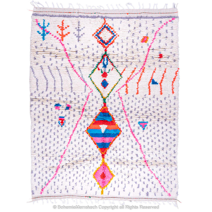 Colorful Berber Moroccan Rug with Tribal Symbols – Handmade Wool