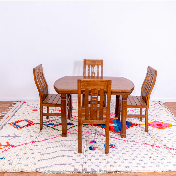Colorful Berber Moroccan Rug with Tribal Symbols – Handmade Wool