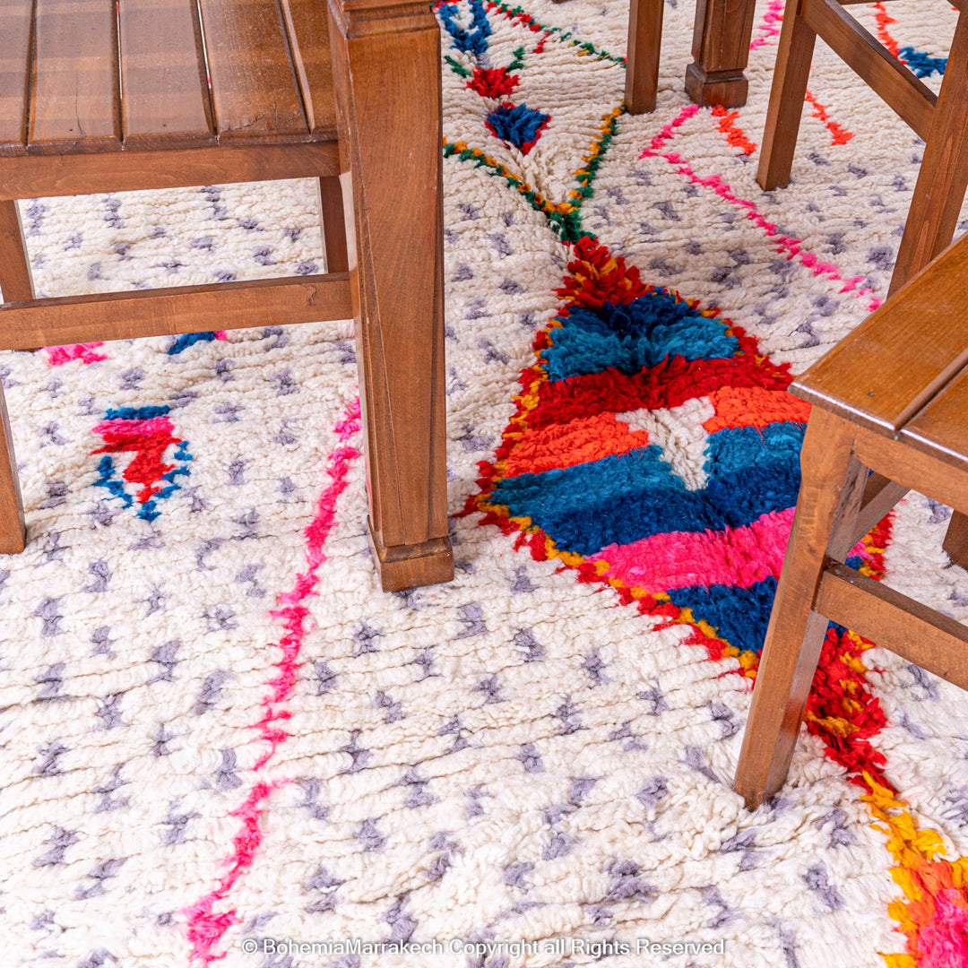 Colorful Berber Moroccan Rug with Tribal Symbols – Handmade Wool