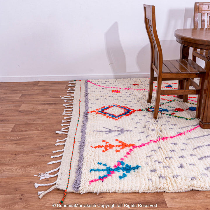 Colorful Berber Moroccan Rug with Tribal Symbols – Handmade Wool