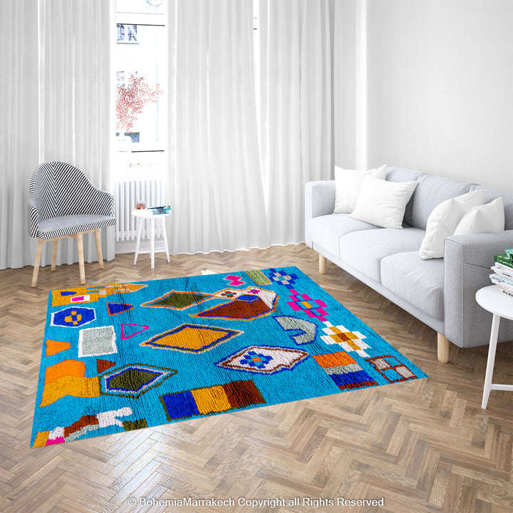 Custom boujad rugs morocco - beni ourain rug - Colorful Azilal Rug