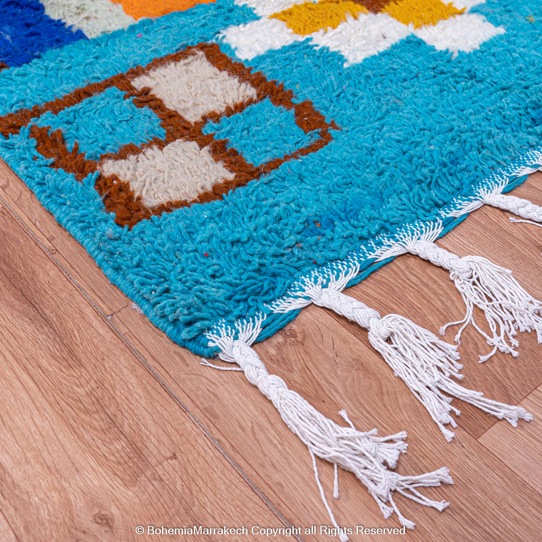 Custom boujad rugs morocco - beni ourain rug - Colorful Azilal Rug