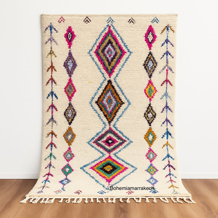 Hand Knotted Azilal Moroccan Rug – Colorful Wool